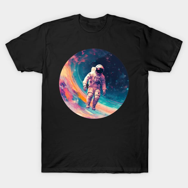 Cosmic Explorer - Space Traveling Astronaut T-shirt Design T-Shirt by PlutoOrigins